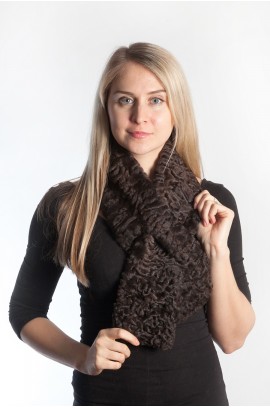 Dark brown karakul fur scarf